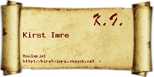 Kirst Imre névjegykártya